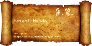 Hetesi Manda névjegykártya